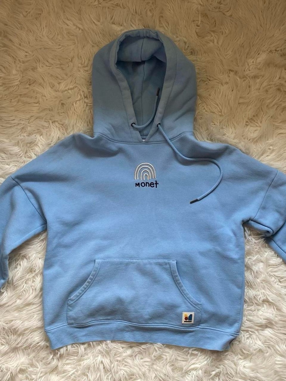 Monet Women Light Blue Hoodie with Rainbow Logo